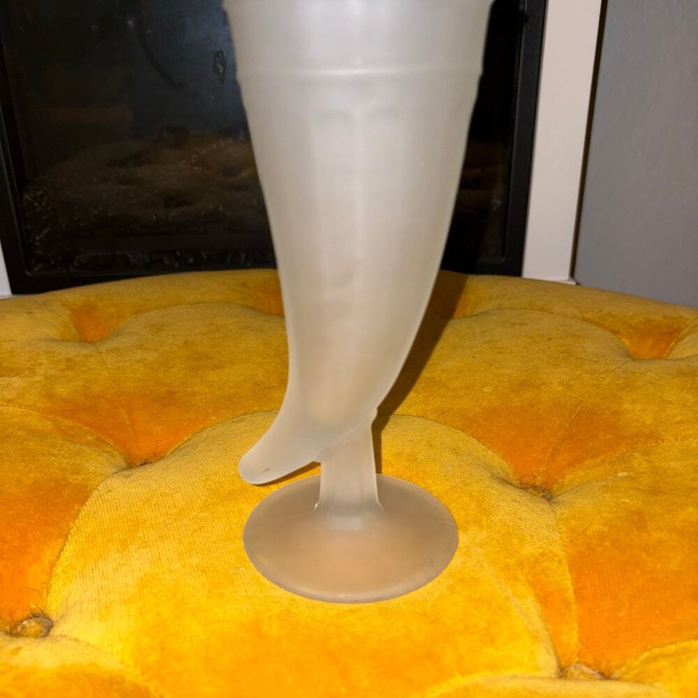 1970s Tiara Indiana Glass Frosted Powder Horn Pilsner Goblet Vintage